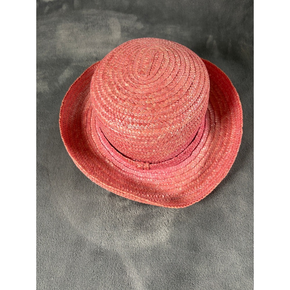 Unbranded Women Woven Straw Sun Hat OS Pink Wide Brim Summer Beach Accessory